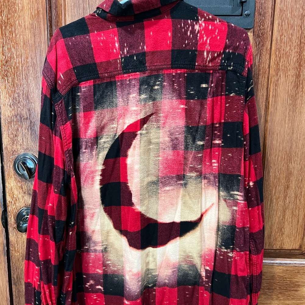 Custom Bleached Shirt with Moon Design EUC XL